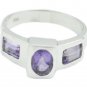 bewitching Natural Amethyst Purple Gemstone Silver Ring gift for girlfriend US S