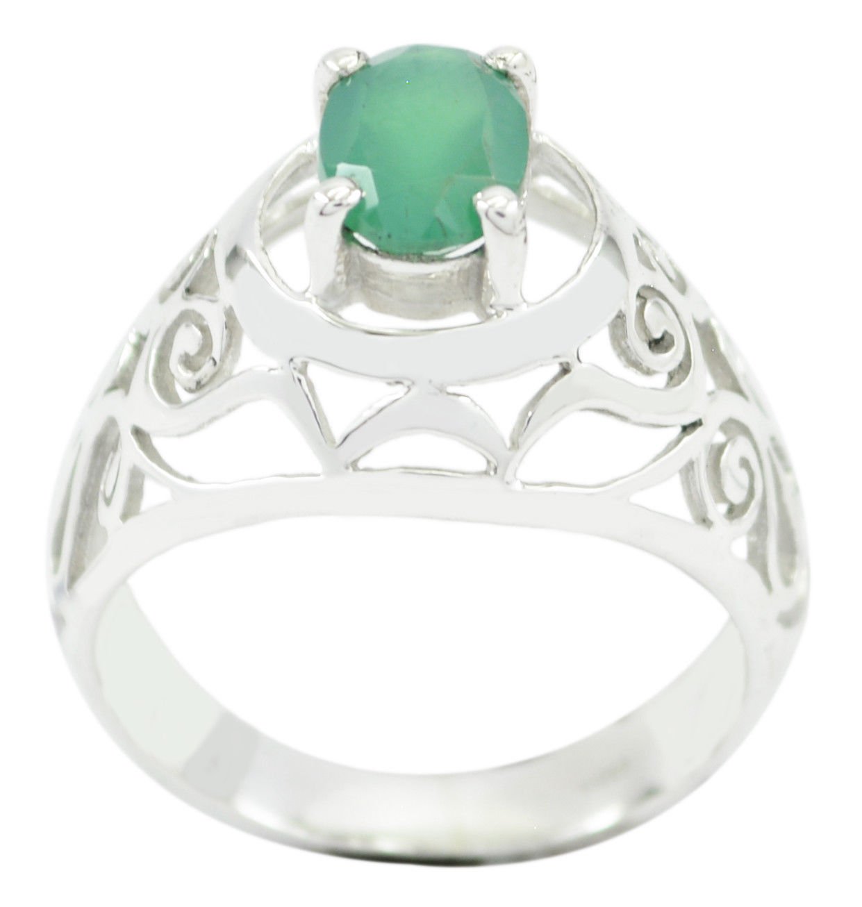 seemly real Green onyx Green Gems Silver Ring gift for husband US SZ 4-11