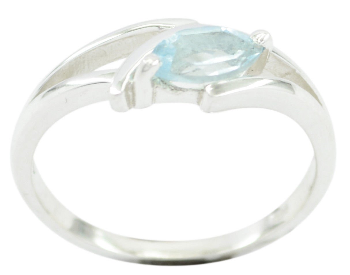 Genuine Blue Topaz Blue Gemstones Silver Ring gift for new years day US SZ 4-14