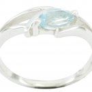 Genuine Blue Topaz Blue Gemstones Silver Ring gift for new years day US SZ 4-14