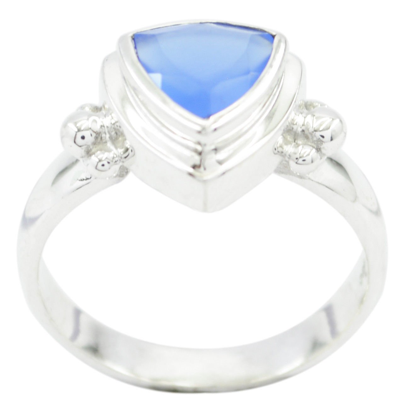 classy Natural Chalcedony Blue Gemstone Silver Ring gift grandfather US SZ 5-16