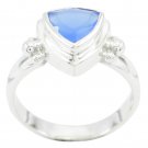 classy Natural Chalcedony Blue Gemstone Silver Ring gift grandfather US SZ 5-16