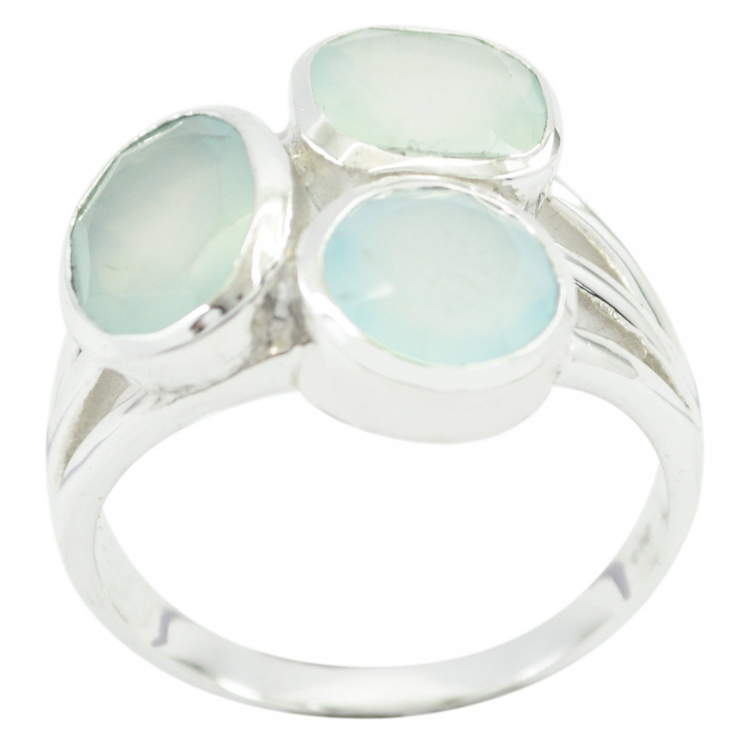 splendiferous Aqua Chalcedony 925 Sterling Silver Blue Ring Natural india  US