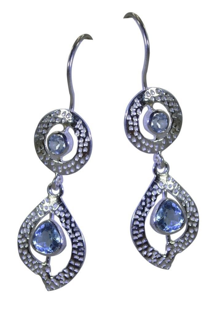 bewitching Blue Topaz 925 Sterling Silver Blue Earring genuine gemstone US