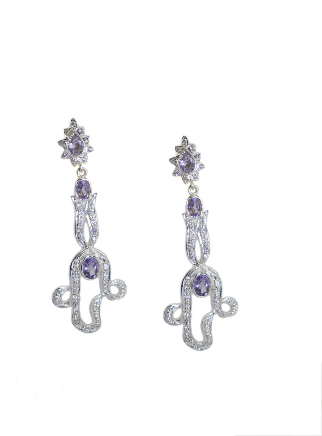 delicate Amethyst 925 Solid Sterling Silver Purple Earring genuine easily US
