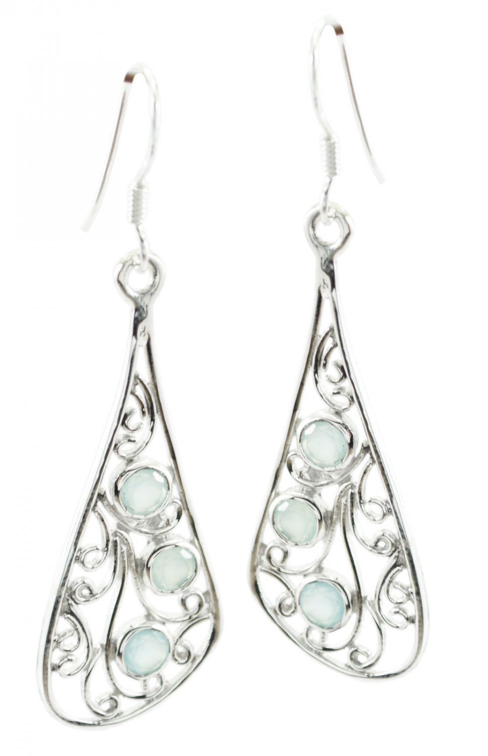 fine-looking Blue Chalcedony 925 Sterling Silver Blue Earring genuine jewelry US