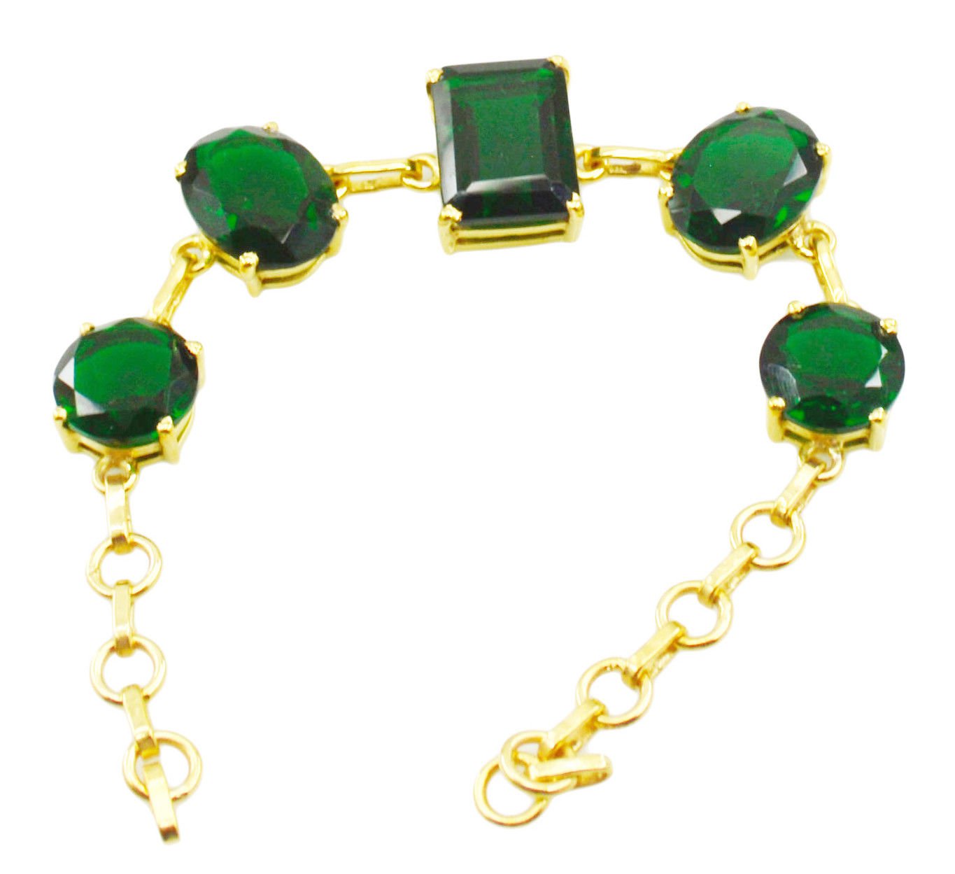 resplendent Emerald CZ Gold Plated Green Bracelet genuine india US gift