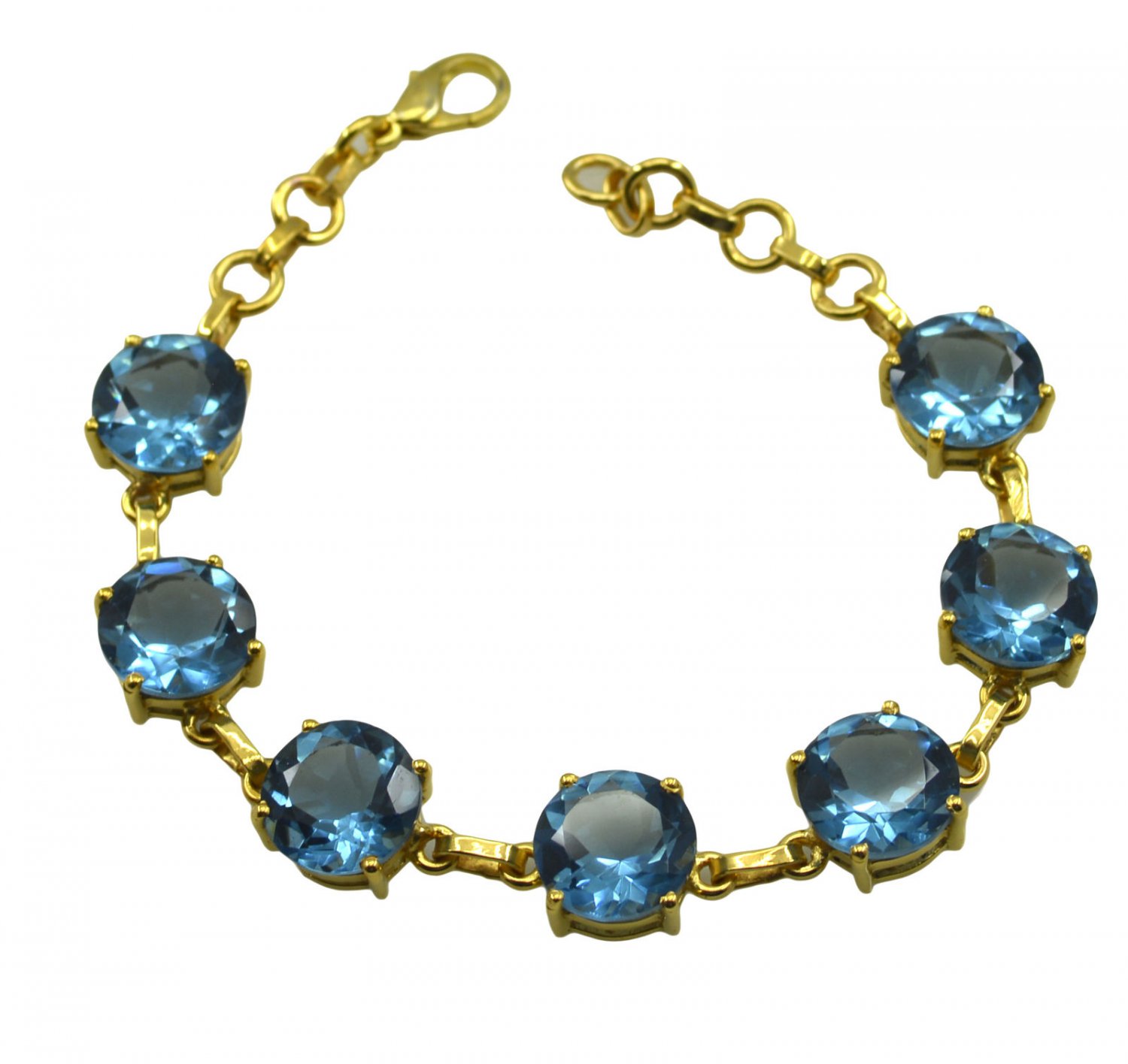 pleasing Blue Topaz CZ Gold Plated Blue Bracelet Natural jaipur US gift