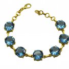 pleasing Blue Topaz CZ Gold Plated Blue Bracelet Natural jaipur US gift