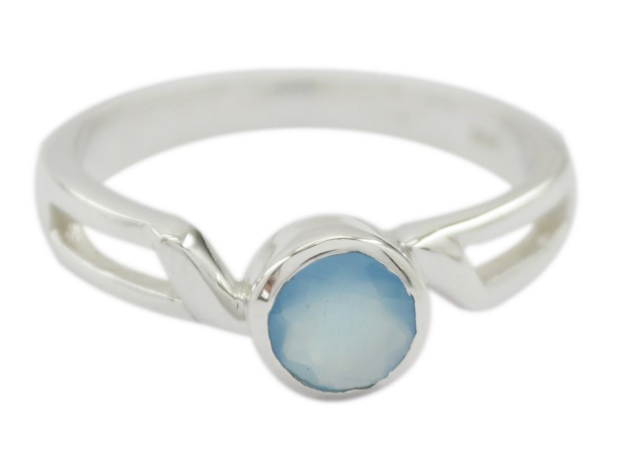 bonnie real Chalcedony Blue Gems Silver Ring gift for b'day US SZ 6-12