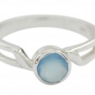 bonnie real Chalcedony Blue Gems Silver Ring gift for b'day US SZ 6-12