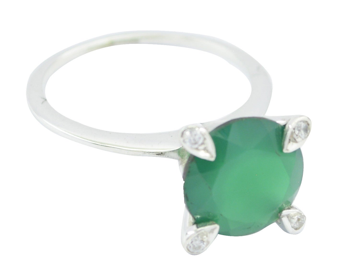 Natural Green onyx Green Gemstone Silver Ring gift anniversary day US SZ 5-13