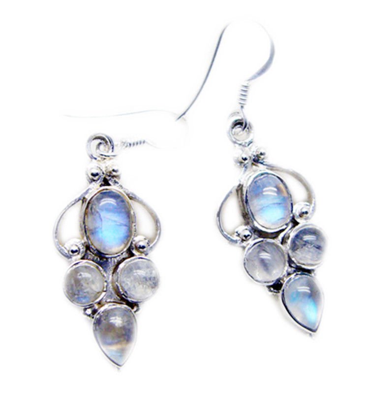 ideal Rainbow Moonstone 925 Sterling Silver White Earring genuine jewelry US