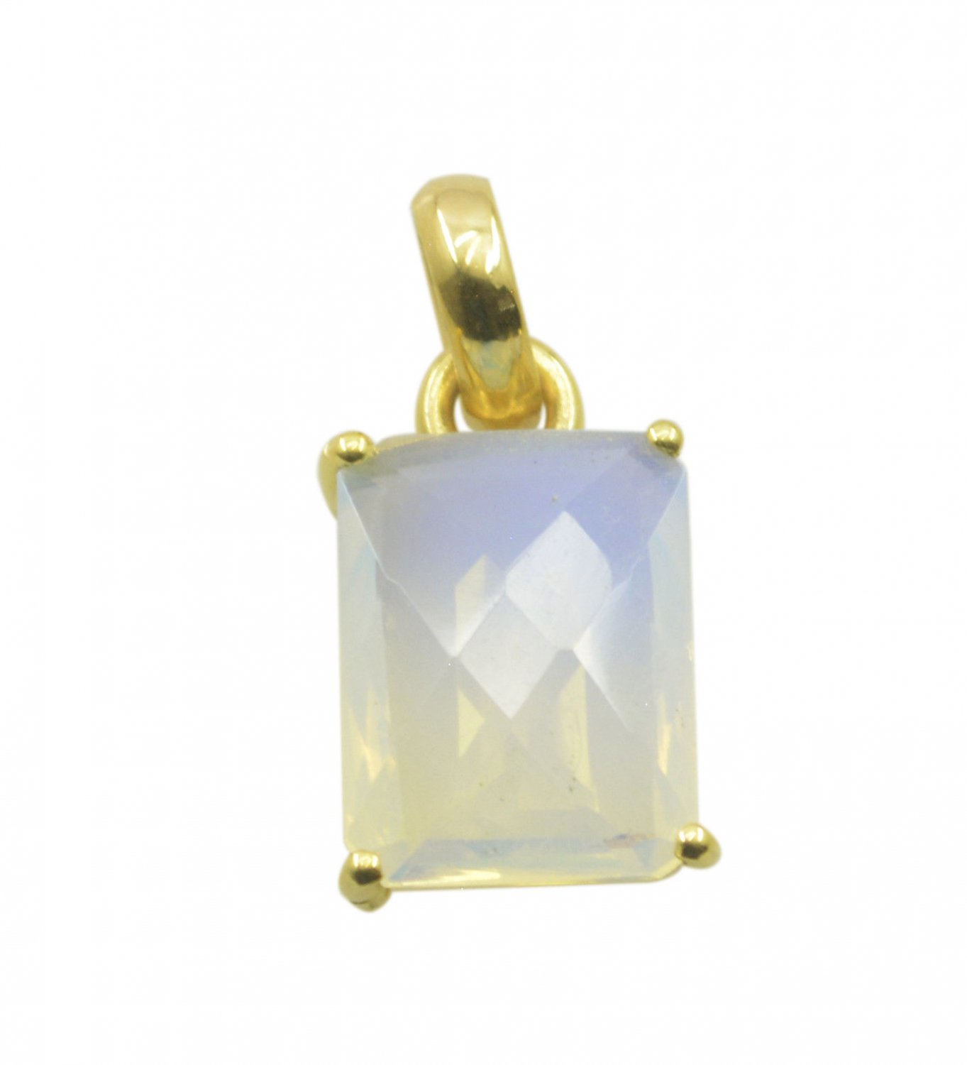 enticing Fire Opal CZ Gold Plated White Pendant Glass indian US