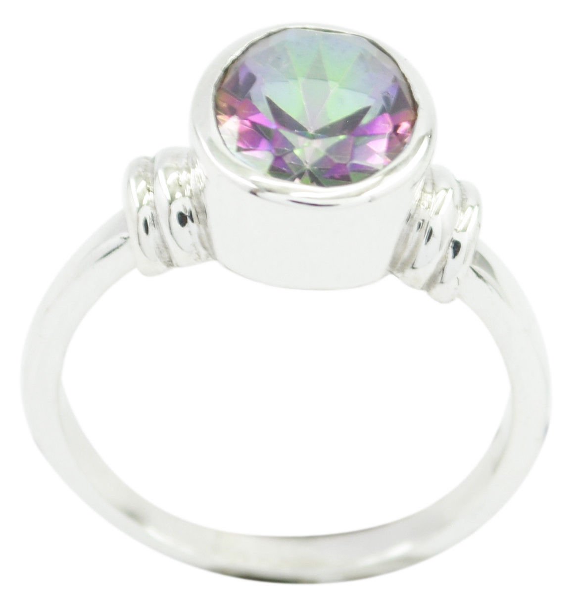 Real Mystic Quartz Multicolor Gems Silver Ring gift for men & women  US SZ 4-9