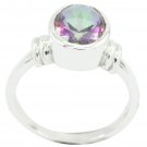 Real Mystic Quartz Multicolor Gems Silver Ring gift for men & women  US SZ 4-9