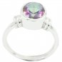 Real Mystic Quartz Multicolor Gems Silver Ring gift for men & women  US SZ 4-9