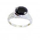 fine genuine Black onyx Black Gemstones Silver Ring gift for labourday US SZ 5-9