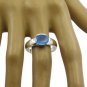 delicate real Chalcedony Blue Gems Silver Ring men and women jewelry US SZ 5-14