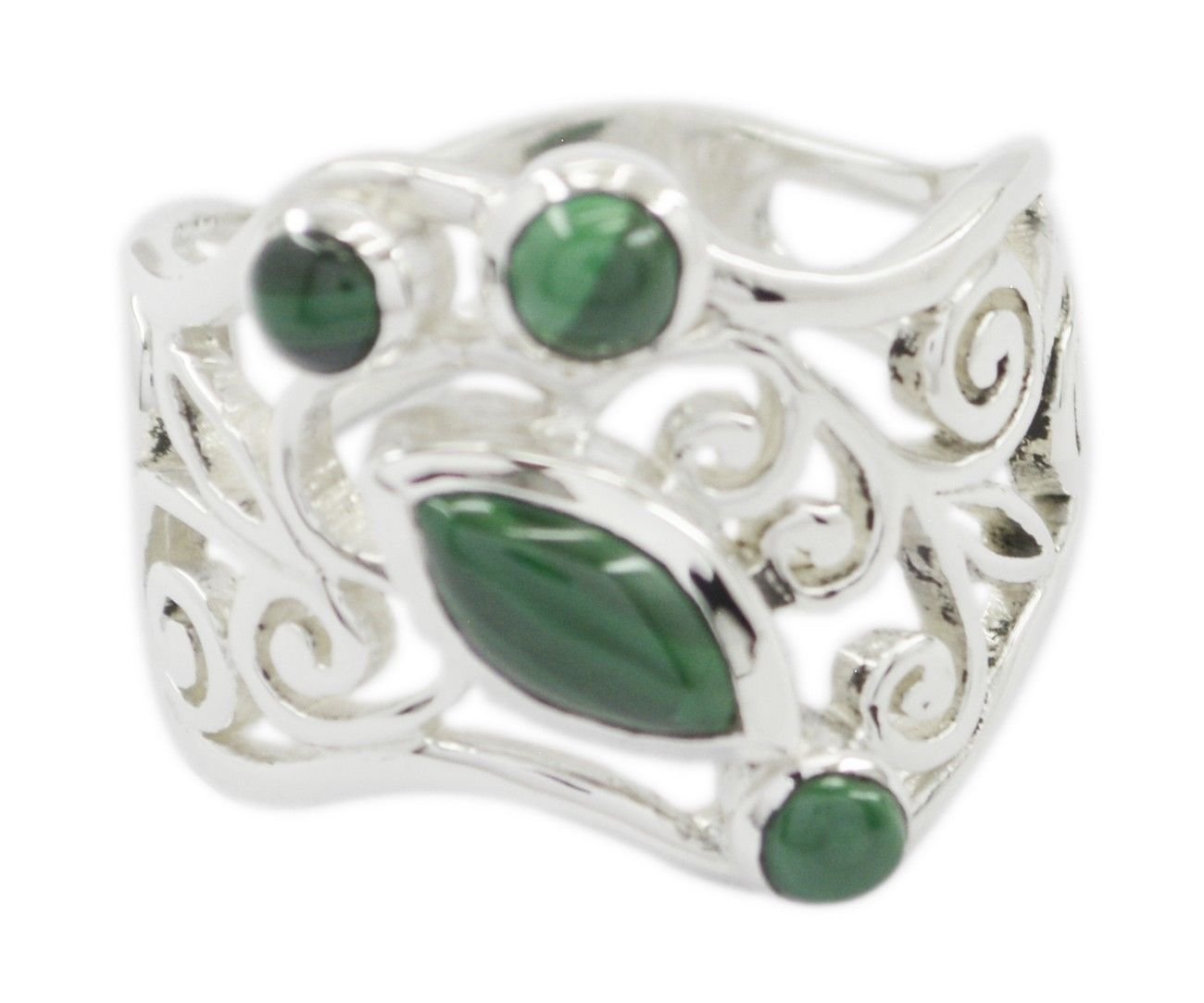 statuesque genuine Malachite Green Gemstones Silver Ring gift for boxing day US