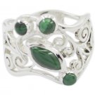 statuesque genuine Malachite Green Gemstones Silver Ring gift for boxing day US