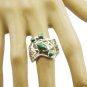 statuesque genuine Malachite Green Gemstones Silver Ring gift for boxing day US