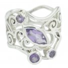 captivating genuine Amethyst Purple Gemstones Silver Ring gift good Friday US SZ