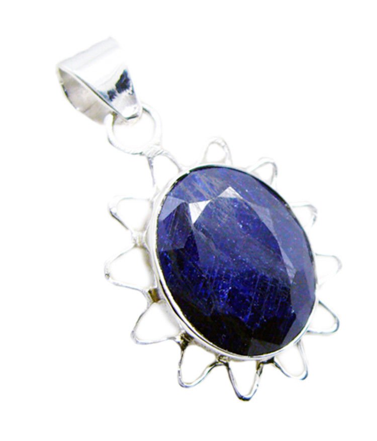 exquisite Indian Blue Corrundem Sterling Silver Blue Pendant Natural indian US