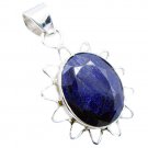 exquisite Indian Blue Corrundem Sterling Silver Blue Pendant Natural indian US