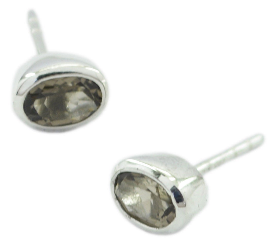 fine Smoky Quartz 925 Sterling Silver Brown Earring genuine indian US