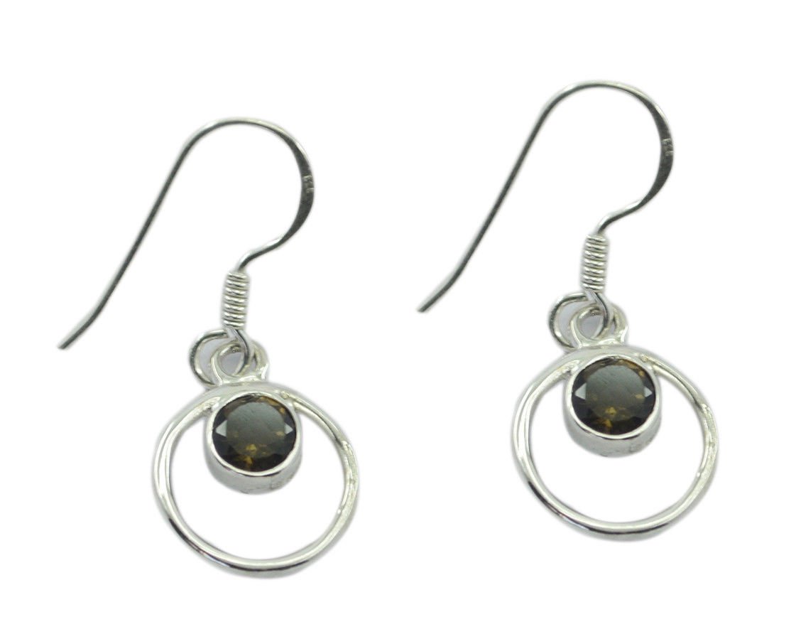 gorgeous Smoky Quartz 925 Sterling Silver Brown Earring genuine Designer US