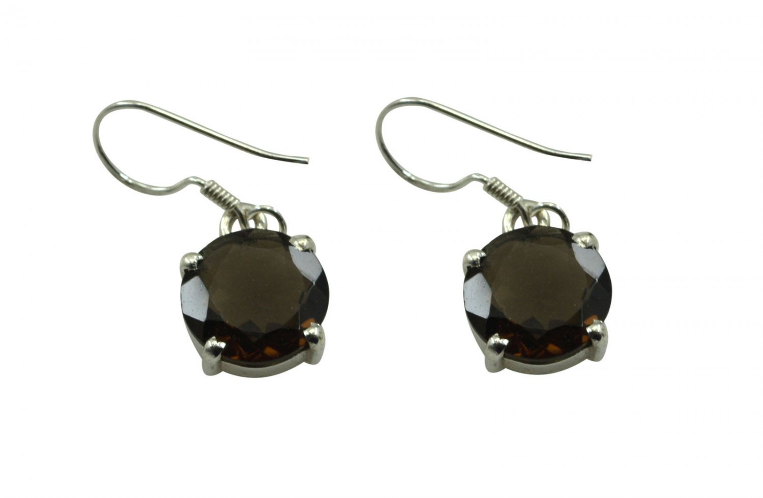 pleasing Smoky Quartz Solid Sterling Silver Brown Earring Natural casually US