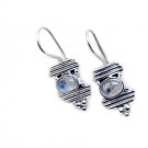 inviting Rainbow Moonstone 925 Sterling Silver White Earring Natural gemstone US