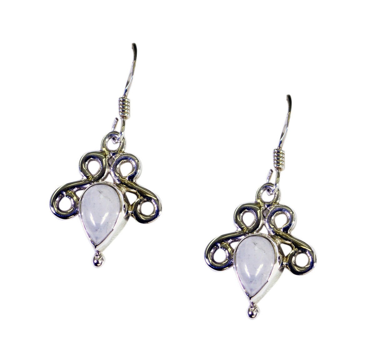 excellent Rainbow Moonstone 925 Solid Silver White Earring Natural freely US