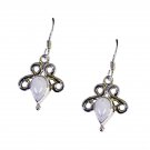 excellent Rainbow Moonstone 925 Solid Silver White Earring Natural freely US