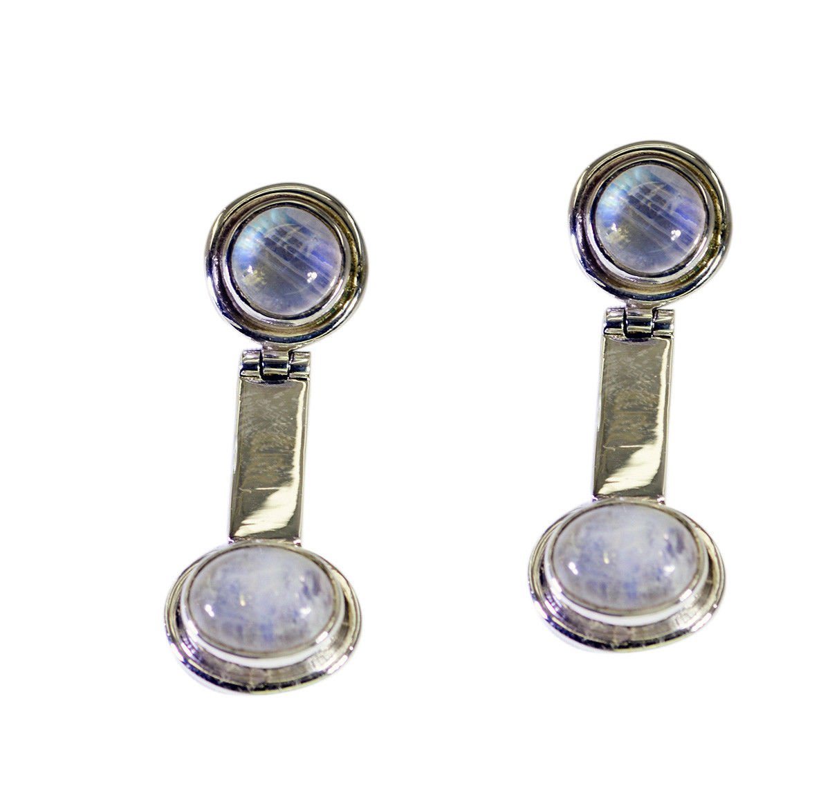 cute Rainbow Moonstone 925 Solid Silver White Earring Natural normaly US