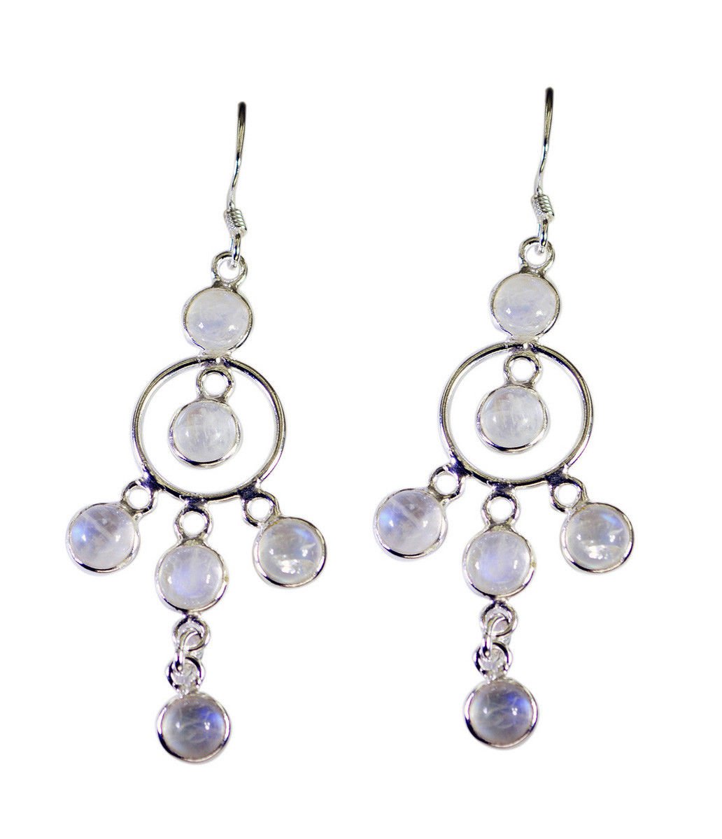bewitching Rainbow Moonstone 925 Solid Silver White Earring Natural ordinary US