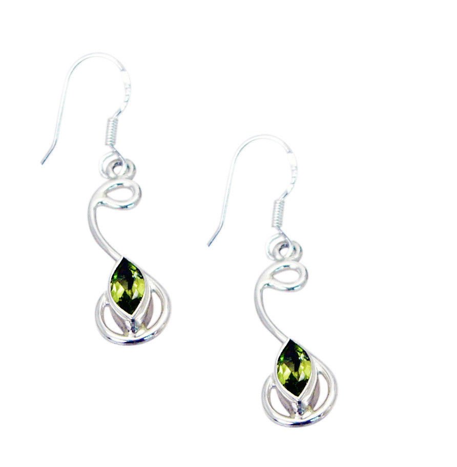fascinating Peridot 925 Solid Sterling Silver Green Earring genuine jaipur US