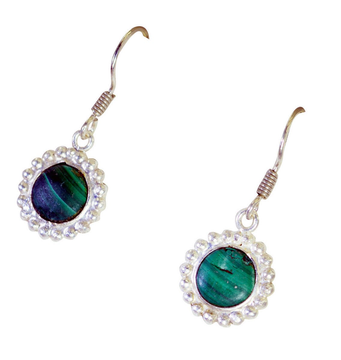charming Malachite 925 Solid Sterling Silver Green Earring Natural usual US