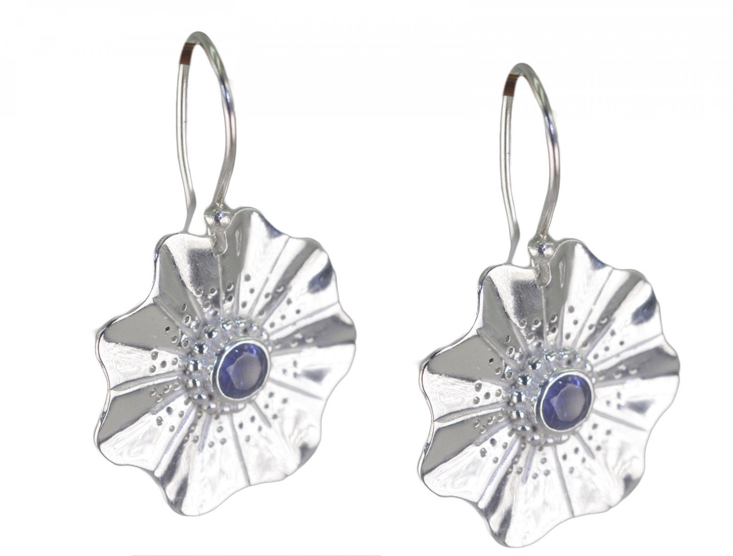 elegant Iolite 925 Solid Sterling Silver Blue Earring Natural Designer US
