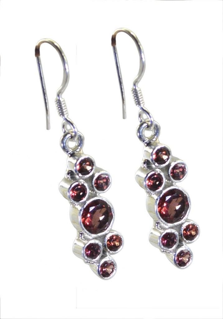 bewitching Garnet 925 Solid Sterling Silver Red Earring Natural india US