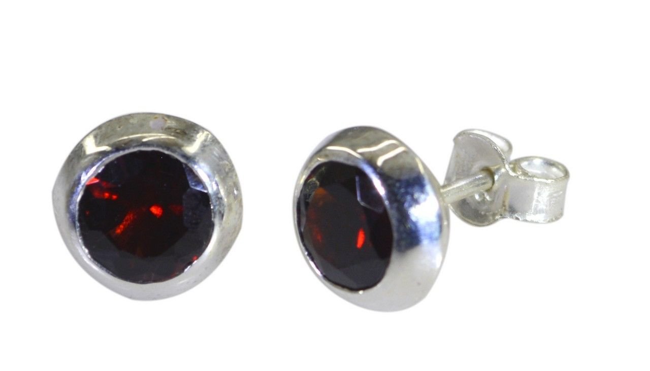 appealing Garnet 925 Solid Sterling Silver Red Earring genuine jaipur US