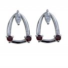 cute Garnet 925 Solid Sterling Silver Red Earring Natural indian US