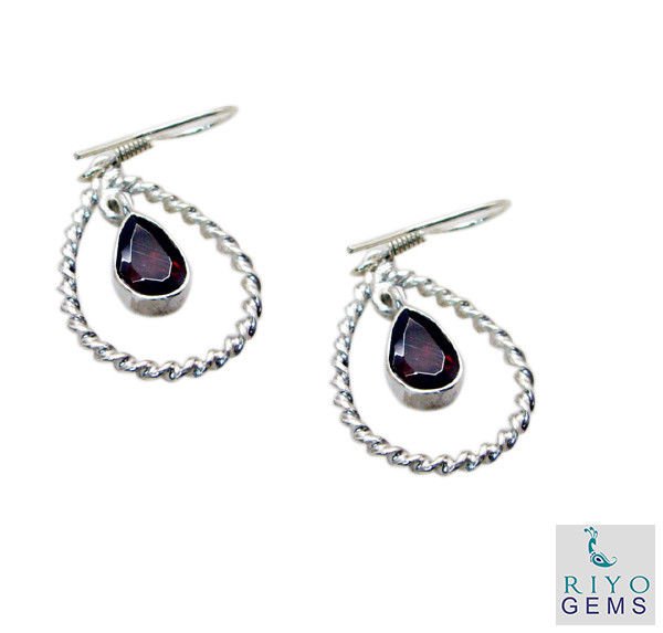 adorable Garnet 925 Solid Sterling Silver Red Earring genuine ordinary US