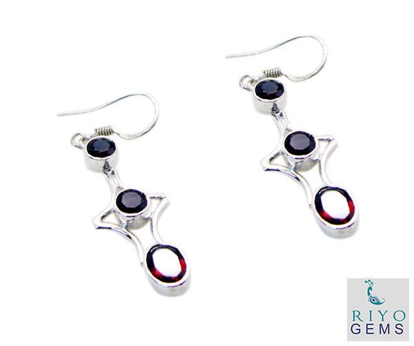 exquisite Garnet 925 Solid Sterling Silver Red Earring genuine gemstones US