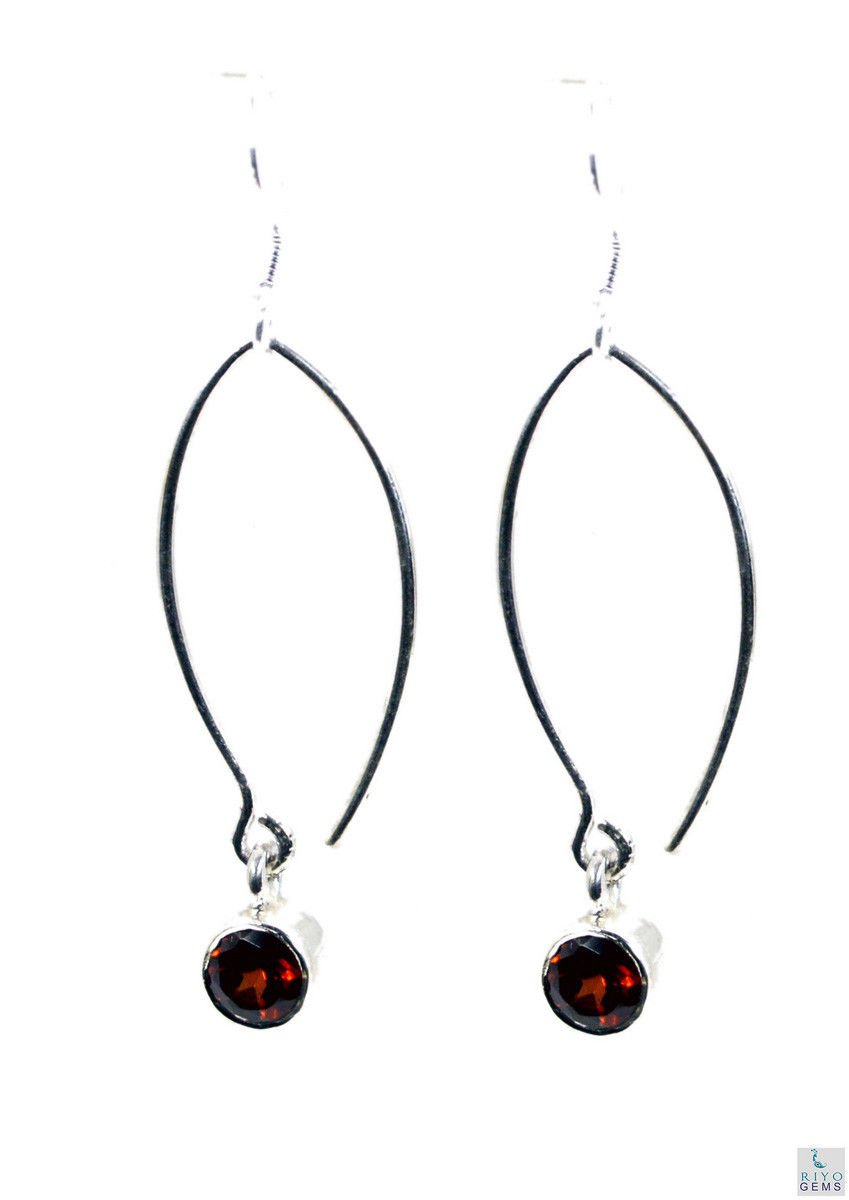 comely Garnet 925 Solid Sterling Silver Red Earring genuine indian US