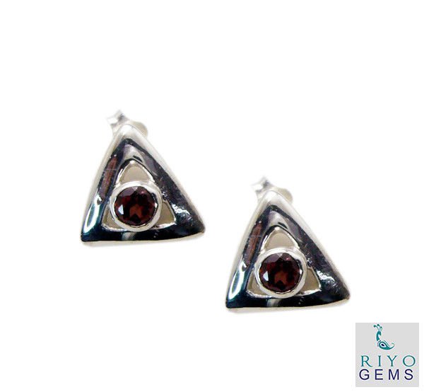 pleasing Garnet 925 Solid Sterling Silver Red Earring genuine jaipur US
