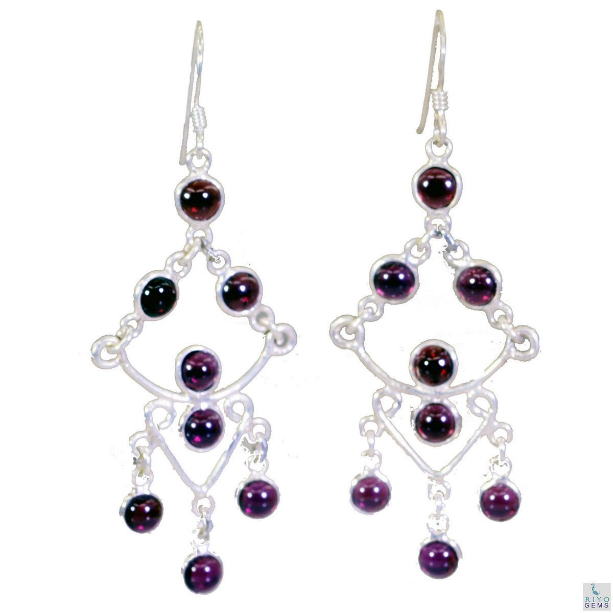delicate Garnet 925 Solid Sterling Silver Red Earring genuine indian US