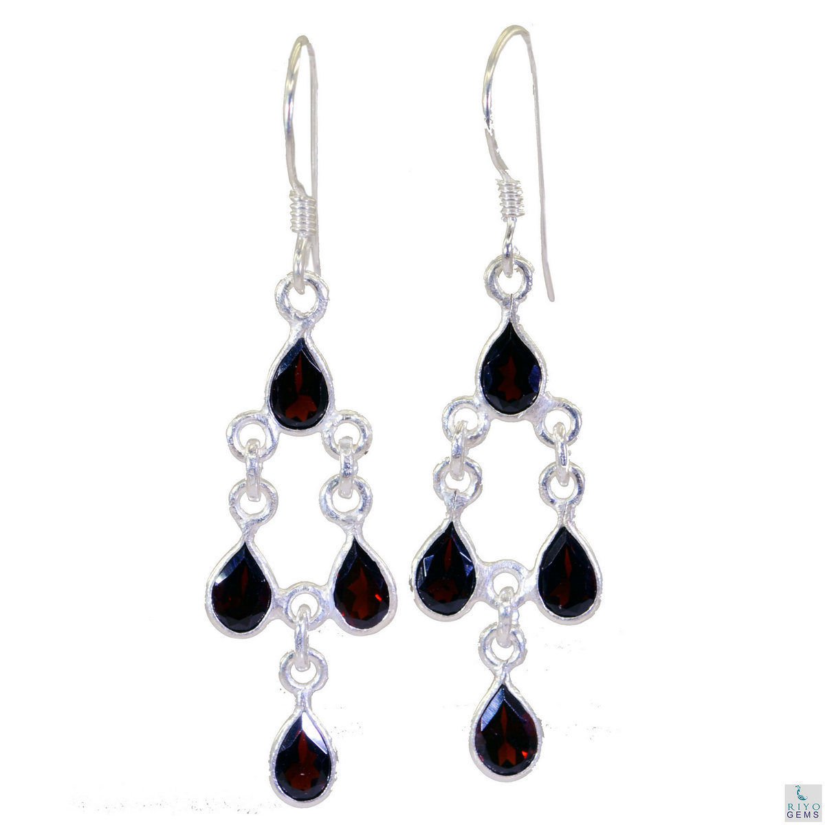 cute Garnet 925 Solid Sterling Silver Red Earring Natural india US