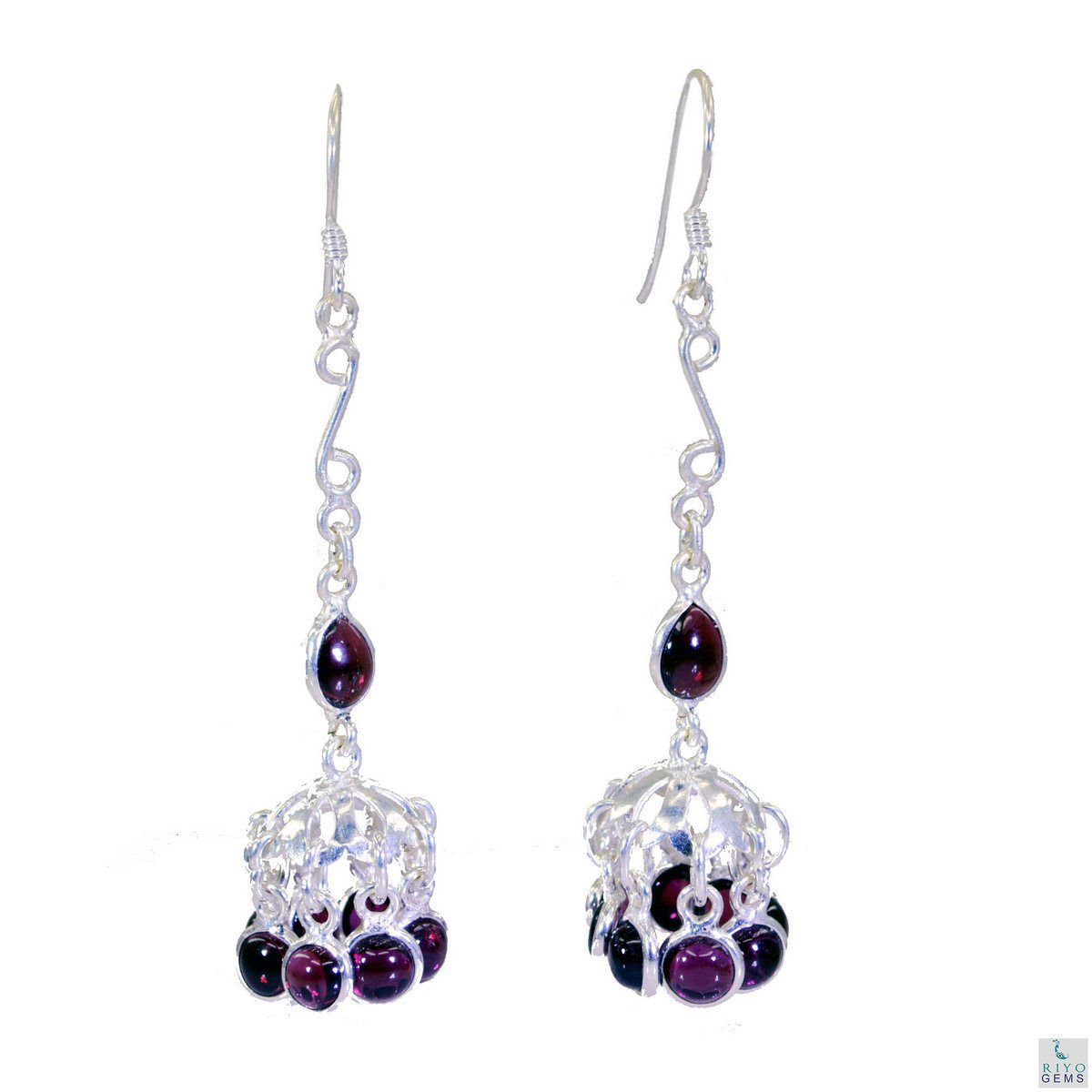 classy Garnet 925 Solid Sterling Silver Red Earring genuine jaipur US